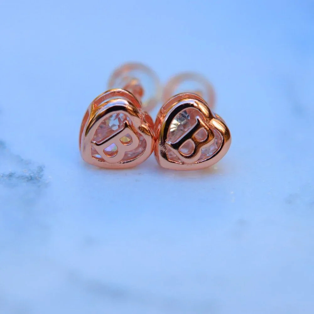 GIFT 💝HEART INITIAL ROSE GOLD EARRINGS WOMEN TEEN GIRLS MOM DAUGHTER, ELDM153RG - Picture 11 of 12